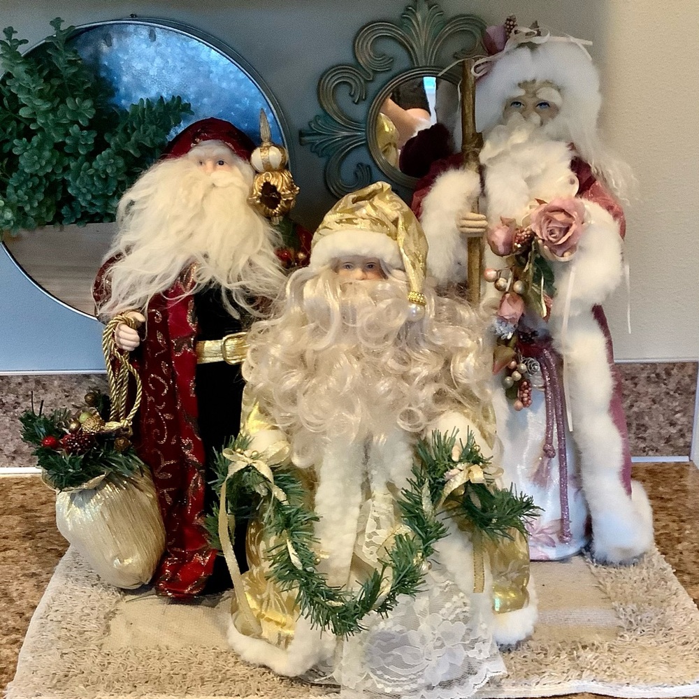 Vintage Santa tree toppers home decor lot of 3